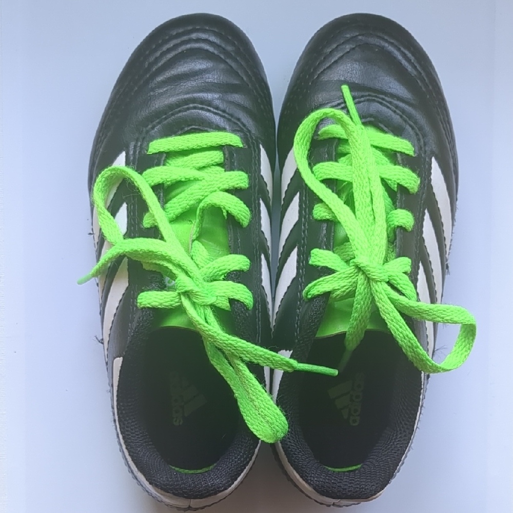 Adidas Kids Black and Neon Green Sneakers